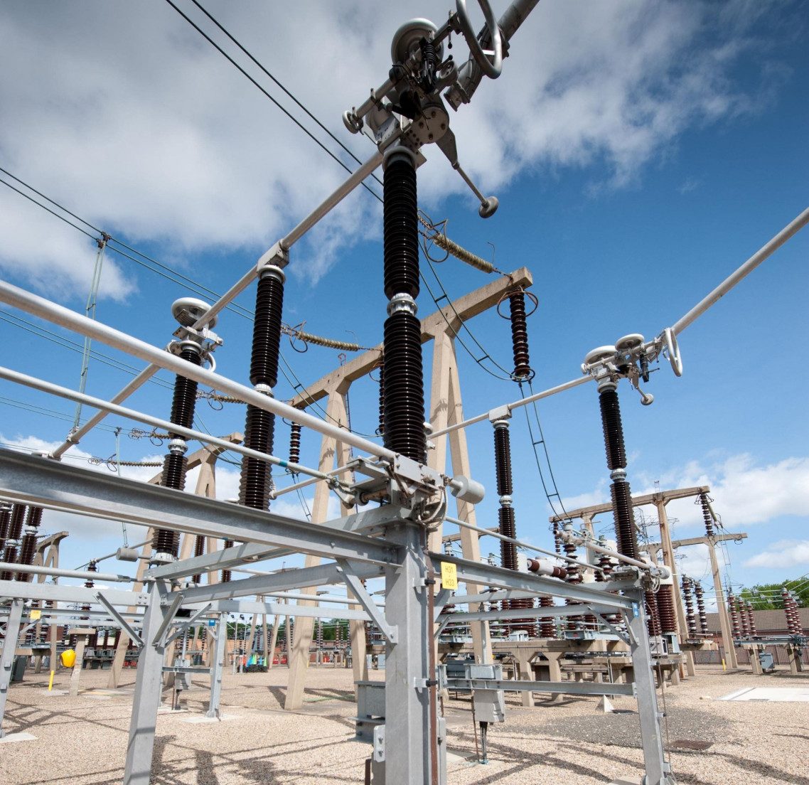 An onshore substation as a part of an electrical power transmission & distribution network.