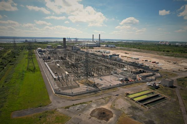 An aerial view of a UK-based substation in kent where EMT studies are applicable.