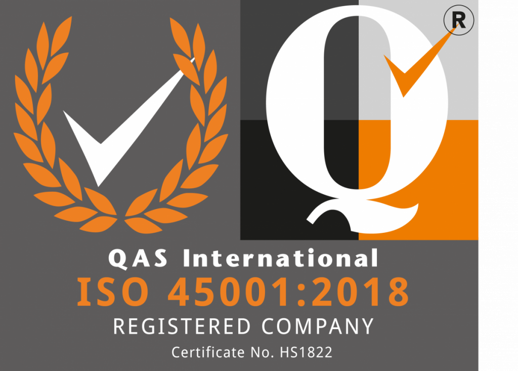 A logo displaying EPS's certification for ISO 45001